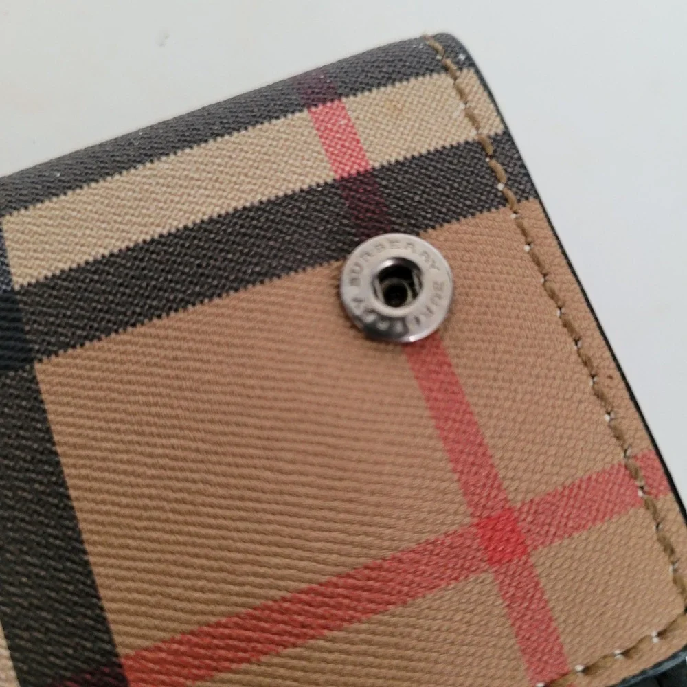 Burberry Nova Check Canvas 6 Key Holder Case Wallet Tan Black Silver Tone